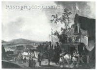 Cavalry Officers outside a Tavern, by an Encampment