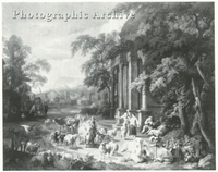 Capriccio Wooded Landscape with Shepherds and Flock by an Ancient Temple