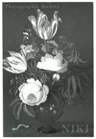 Tulips, Roses, Lilies and Other Flowers in a Globose Glass Vase with Insects