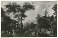 Landscape with Figures and a Village on a Hill