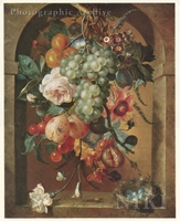 Flowers and Fruit Hanging in a Niche, with a Bird's Nest Below