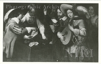 Gamblers with Lute Player : [Six Figures]